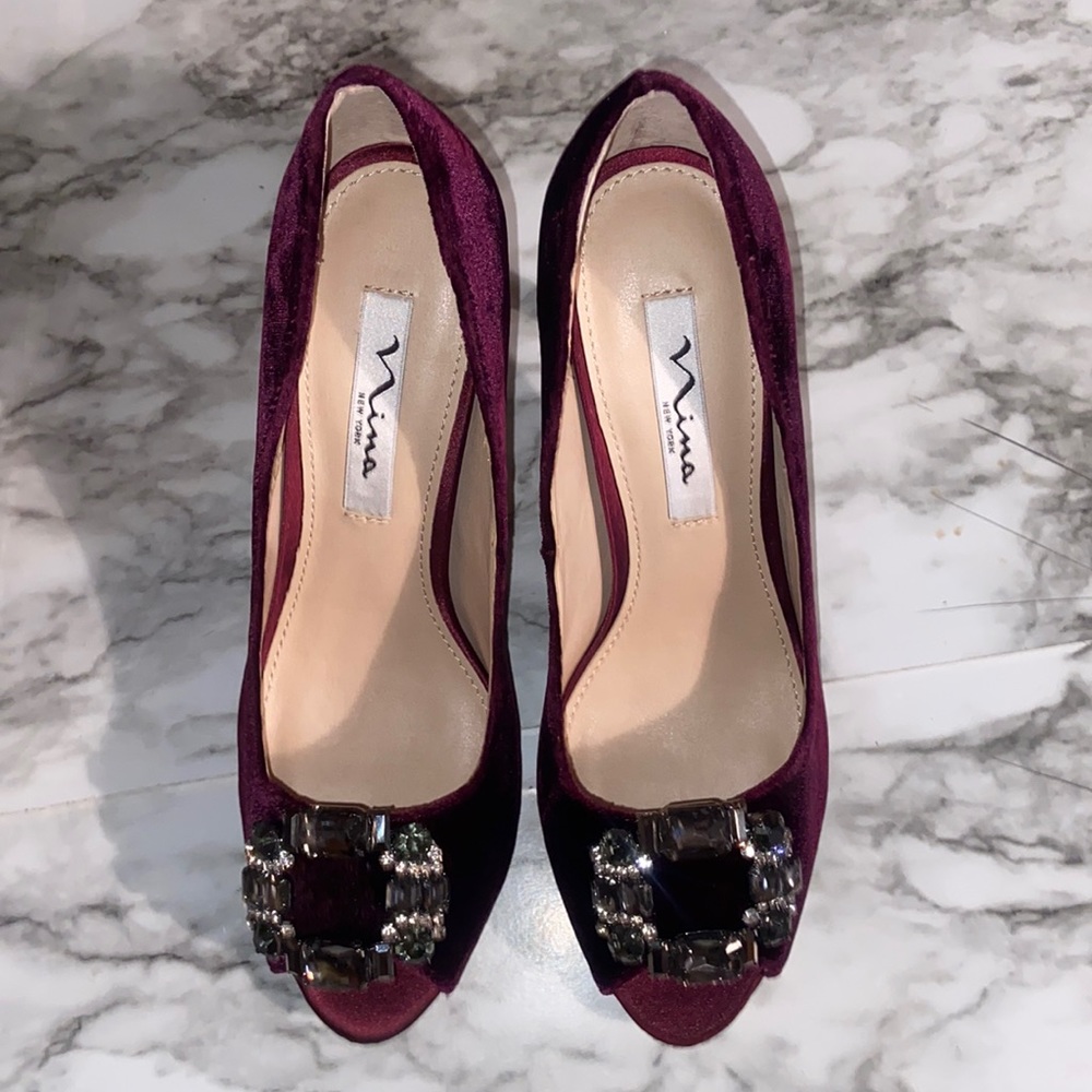 Velvet Jeweled heels
